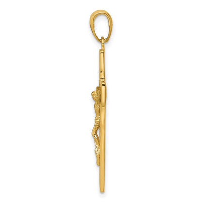 10k Textured Latin Crucifix Pendant