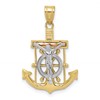 10k Tri-color Diamond-cut Textured Mariners Crucifix Pendant