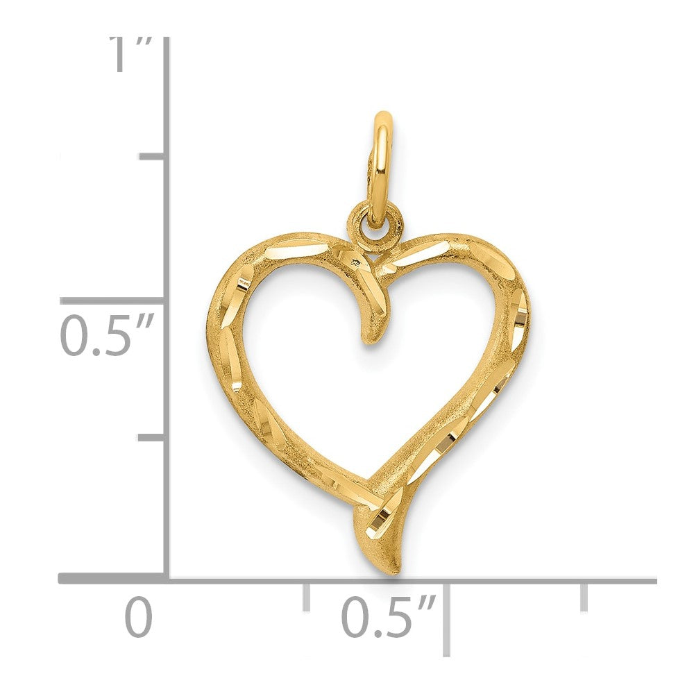 10k Cut-out Heart Charm