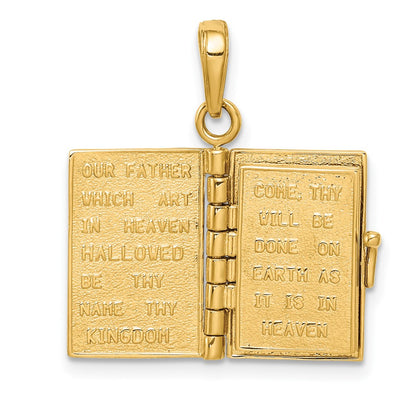 10K 3-D Moveable Pages HOLY BIBLE Opens with Lords Prayer Inside Pendant