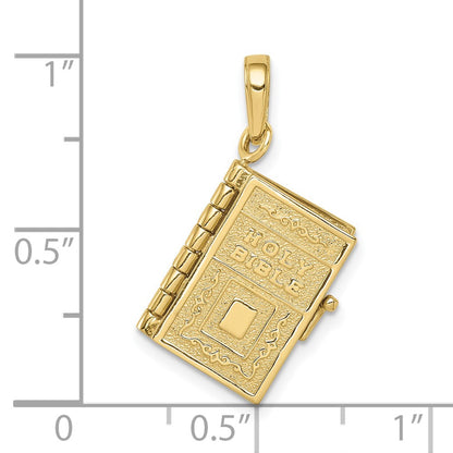 10K 3-D Moveable Pages HOLY BIBLE Opens with Lords Prayer Inside Pendant