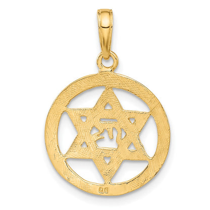 10k Jewish Chai in Star of David in Circle Pendant