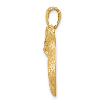10K Large Textured Jewish Chai (Long Life) Pendant