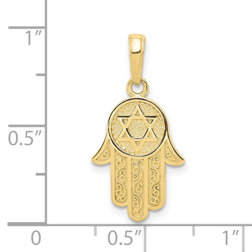 10K Hamsa with Star Of David Pendant
