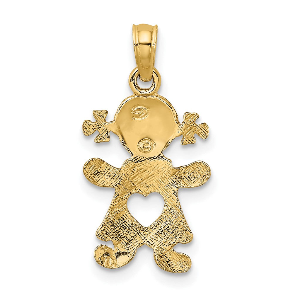 10k Playful Girl with Cut-Out Heart Charm