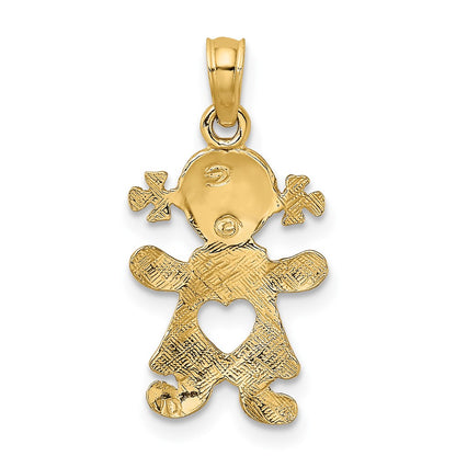 10k Playful Girl with Cut-Out Heart Charm
