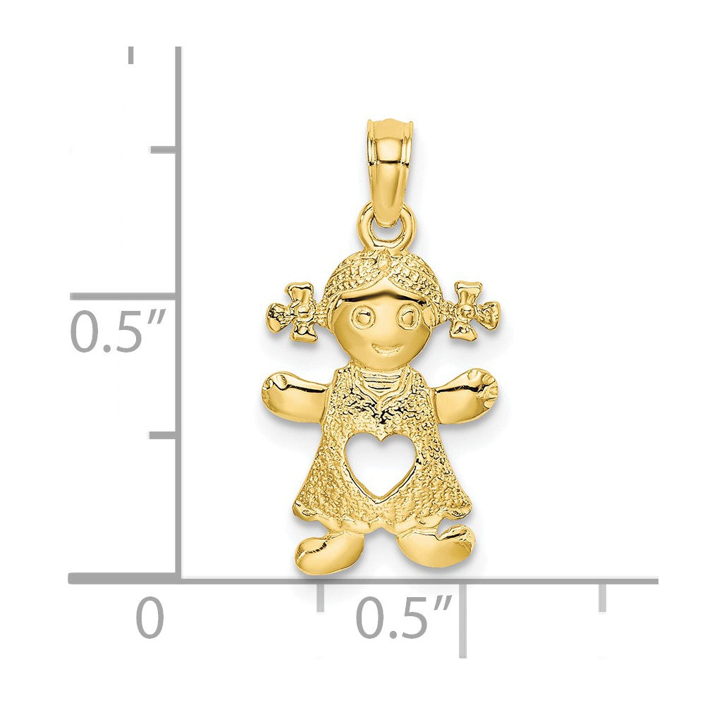 10k Playful Girl with Cut-Out Heart Charm
