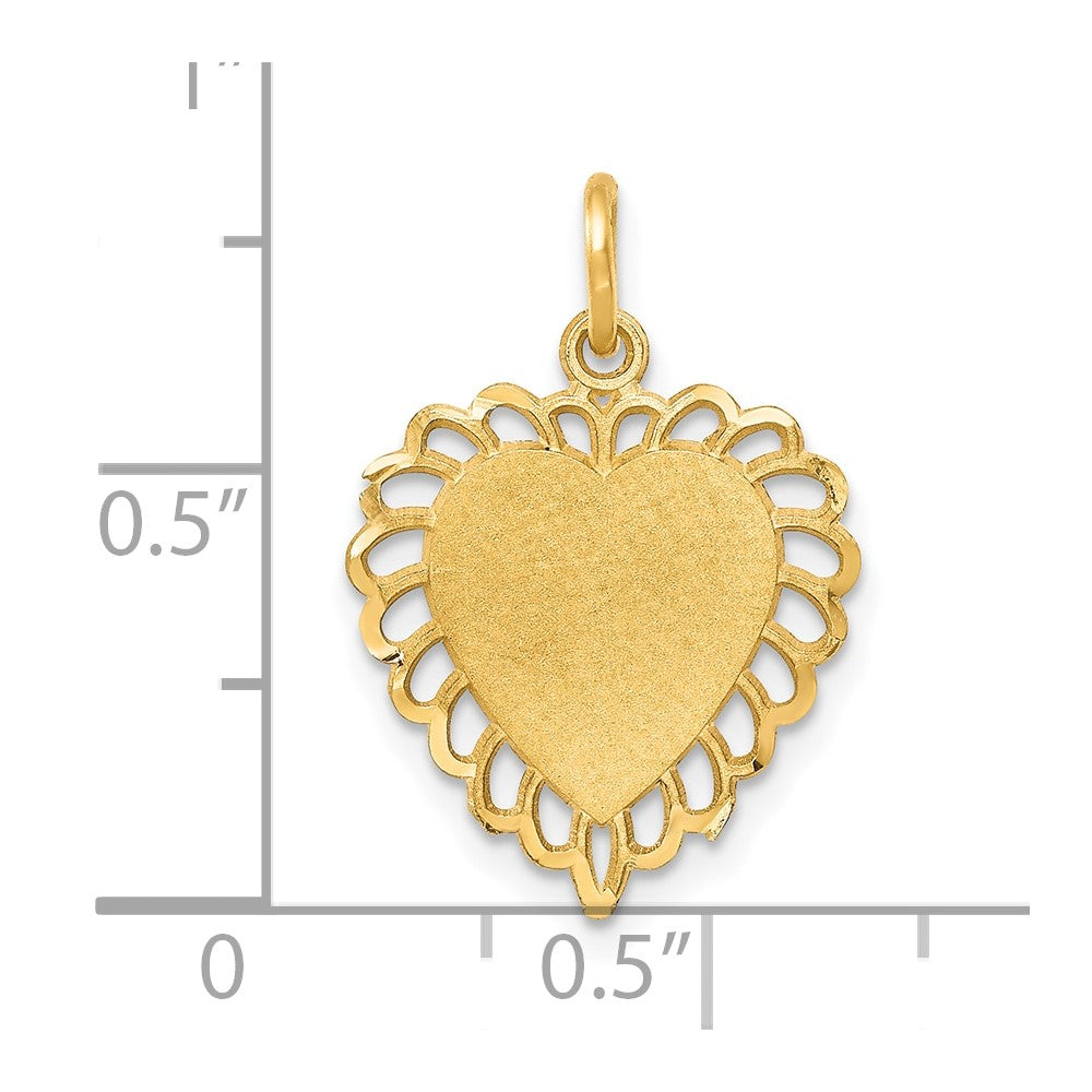 10k Scalloped Border Heart Charm