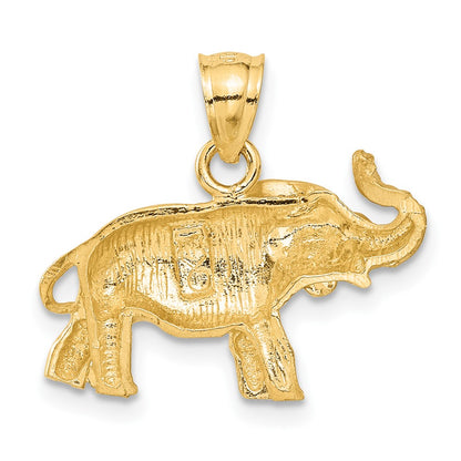 10K Satin Diamond-cut Elephant Pendant