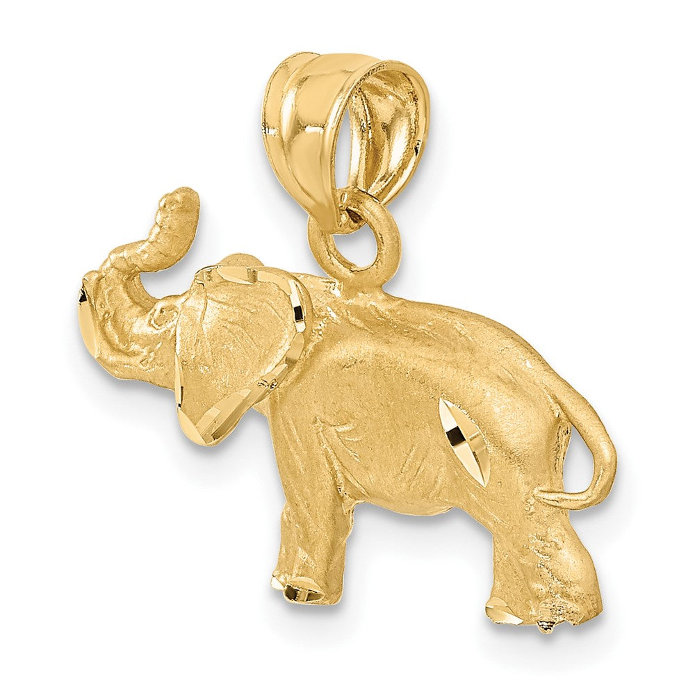 10K Satin Diamond-cut Elephant Pendant