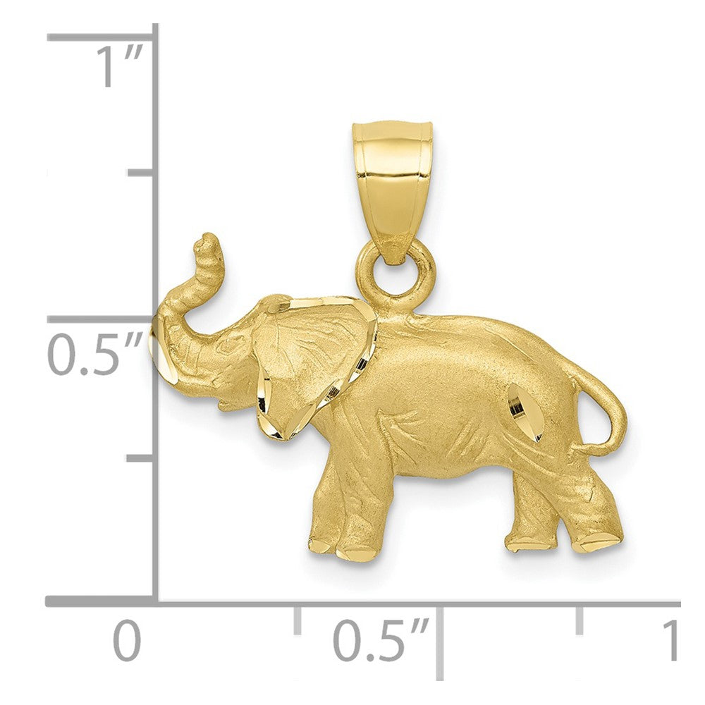 10K Satin Diamond-cut Elephant Pendant