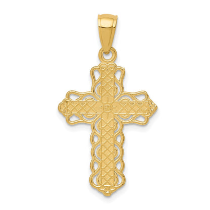 10K Lace Trim Cross Pendant