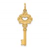 10k Solid Heart Key Charm