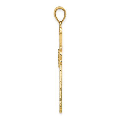 10K Diamond-cut Cross Pendant