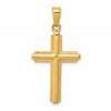 10K Cross with Striped Border Pendant