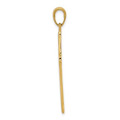 10K Polished Finish Stick Cross Pendant
