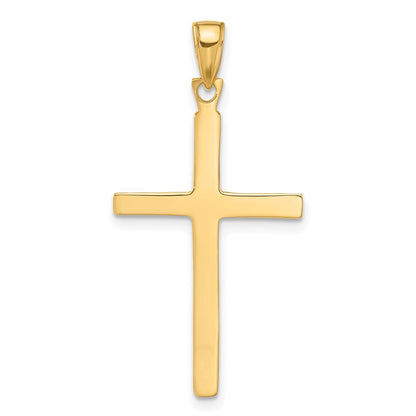 10K Polished Finish Stick Cross Pendant