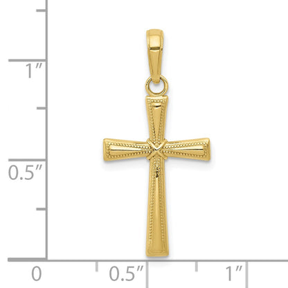 10K Diamond-cut X Center Cross Pendant