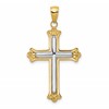 10K Two-tone Cross in Budded Yellow Cross Frame Pendant