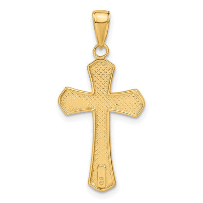 10K Diamond-cut Beveled Edges Cross Pendant