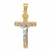 10K Two-tone D/C Large Block Lattice Cross w/Crucifix Pendant