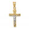10K Two-tone Diamond-cut Small Block Lattice Crucifix Pendant