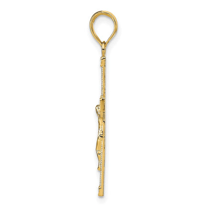 10K Diamond-cut Fancy Tipped Crucifix Pendant
