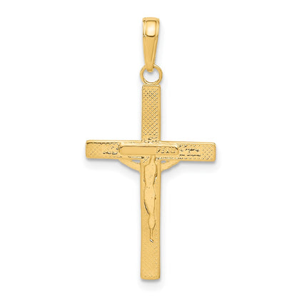 10K Diamond-cut Fancy Tipped Crucifix Pendant