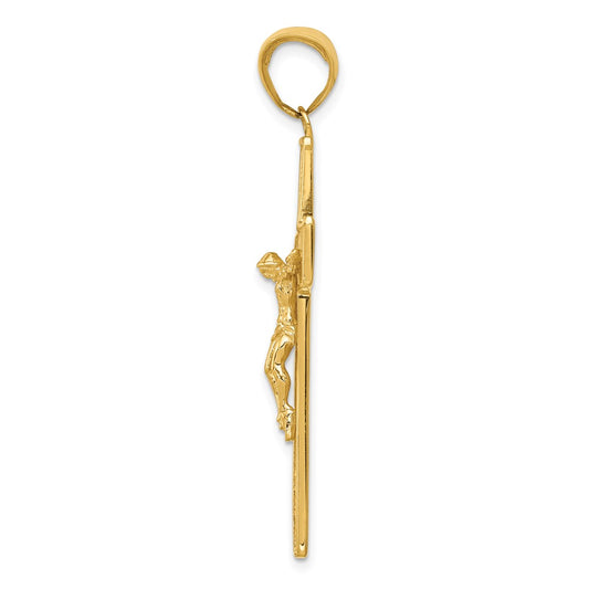 10K Textured Latin Crucifix Pendant