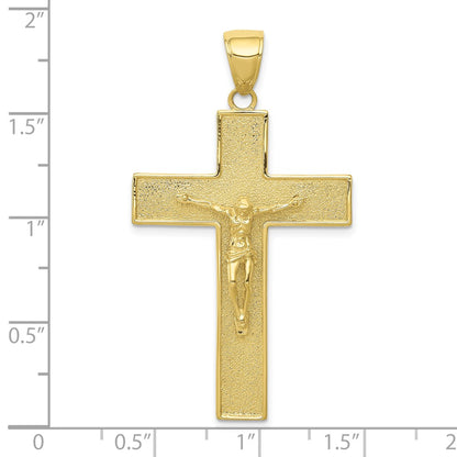 10K Textured Latin Crucifix Pendant
