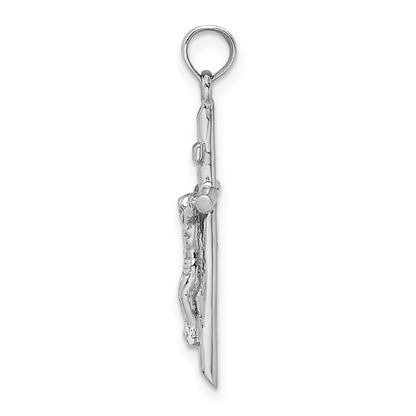 10K White Gold Stick Style Crucifix Pendant