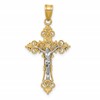 10K Two-tone Medium Lacey-edged INRI Crucifix Pendant