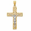 10K Two-tone Diamond-cut Large Filigree Crucifix Pendant