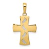 10K w/ Rhodium Cross W/Footprints Pendant