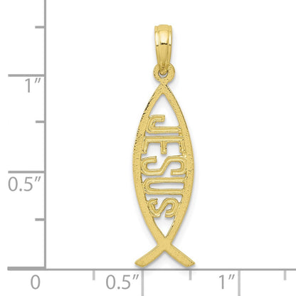 10K Ichthus Fish With JESUS Center Pendant