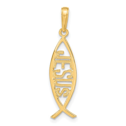10K Ichthus Fish With JESUS Center Pendant