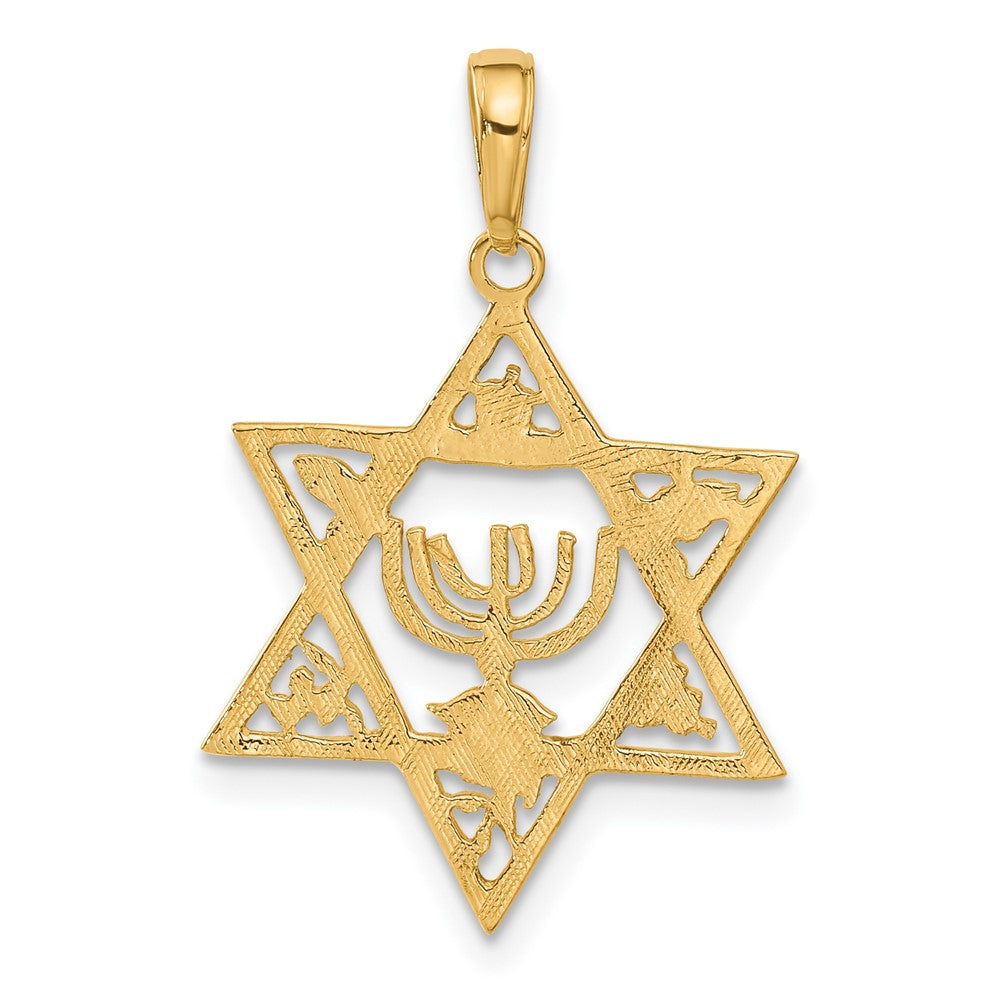 10K Star of David with Menorah Center Pendant