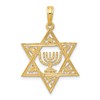 10K Star of David with Menorah Center Pendant