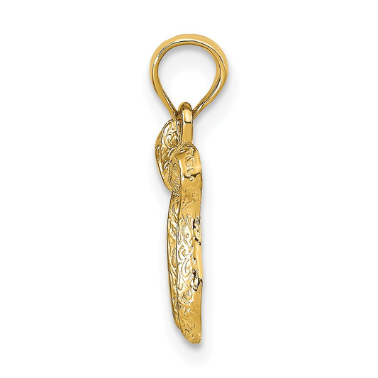 10K Textured Chai Pendant