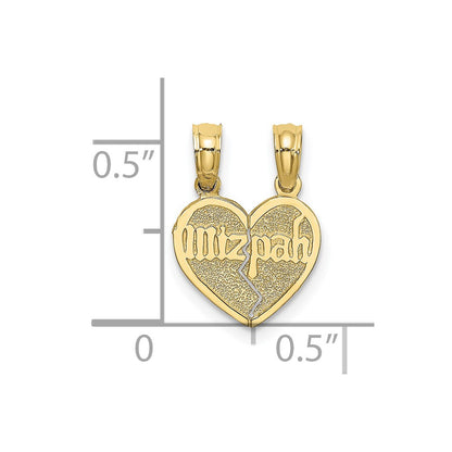 10K Break-apart MIZPAH Heart with Verse on Back Pendant