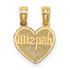 10K Break-apart MIZPAH Heart with Verse on Back Pendant