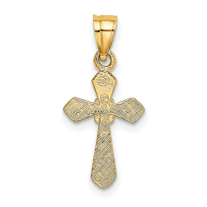 10K Small Cross with Center Flower Charm