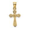 10K Small Cross with Center Flower Charm