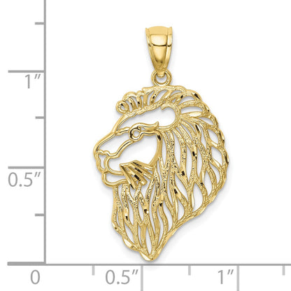 10K Cut-out Diamond-Cut Lion Profile Pendant