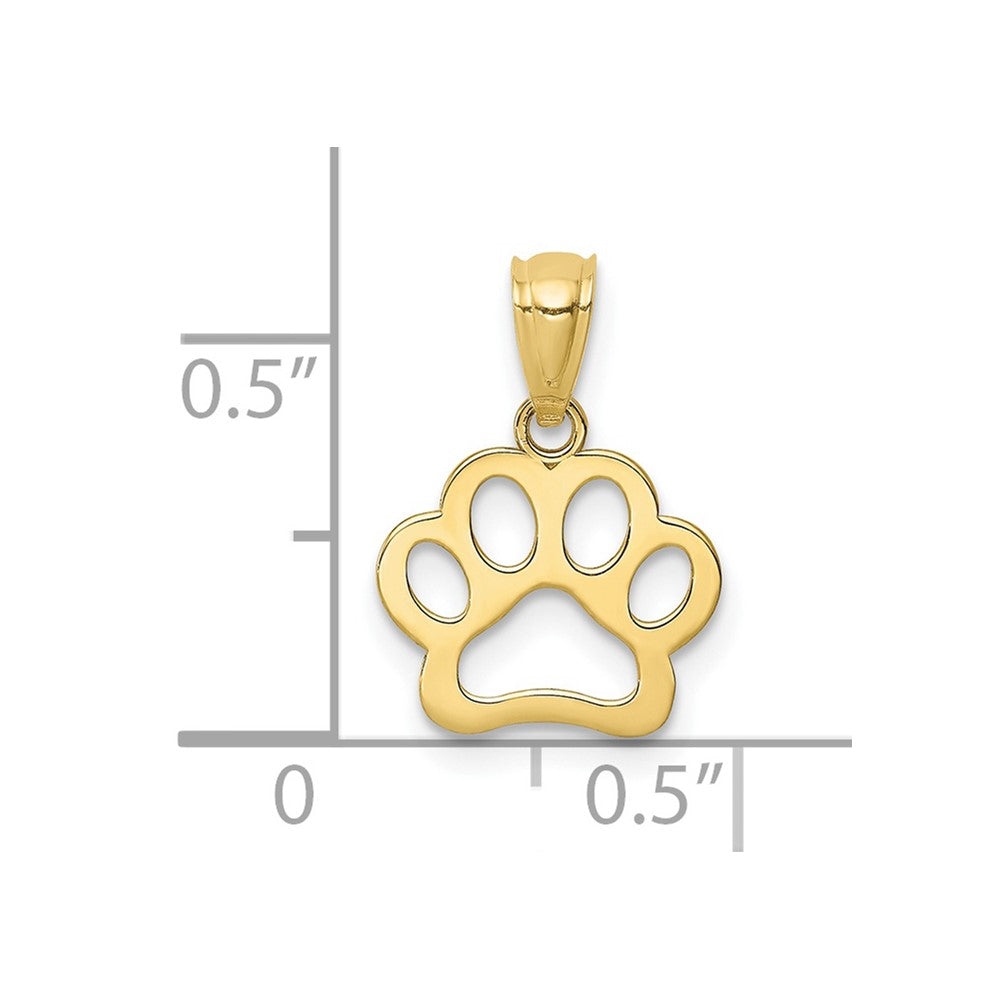 10K Cut-out Dog Paw Pendant