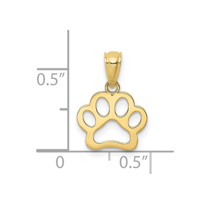 10K Cut-out Dog Paw Pendant