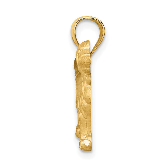 10K Satin Diamond-cut Golden Retriever Dog Pendant