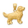 10K Satin Diamond-cut Golden Retriever Dog Pendant