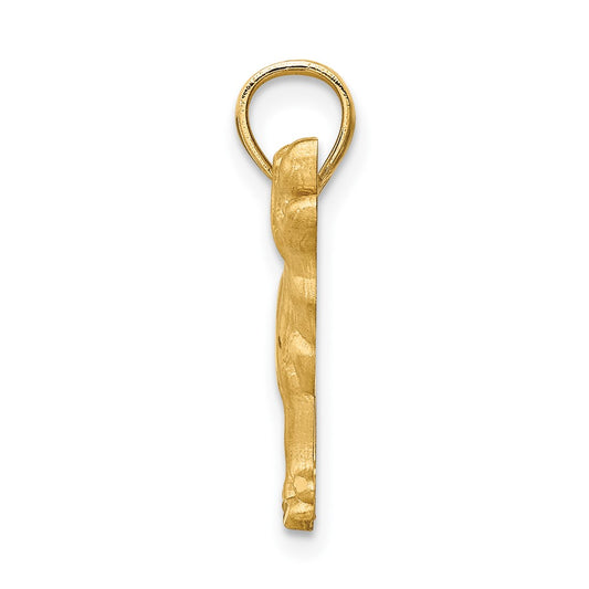 10K Satin Diamond-cut Labrador Retriever Dog Pendant