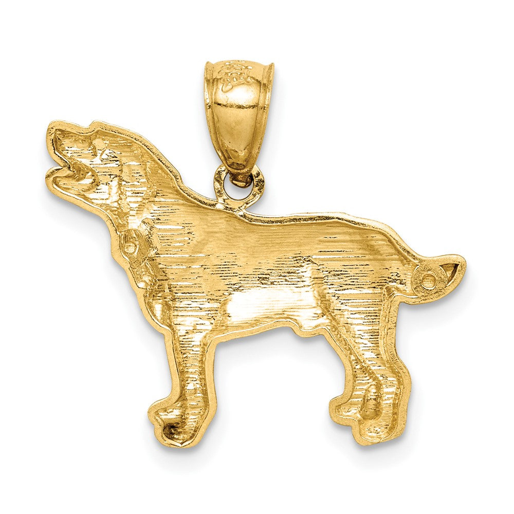 10K Satin Diamond-cut Labrador Retriever Dog Pendant
